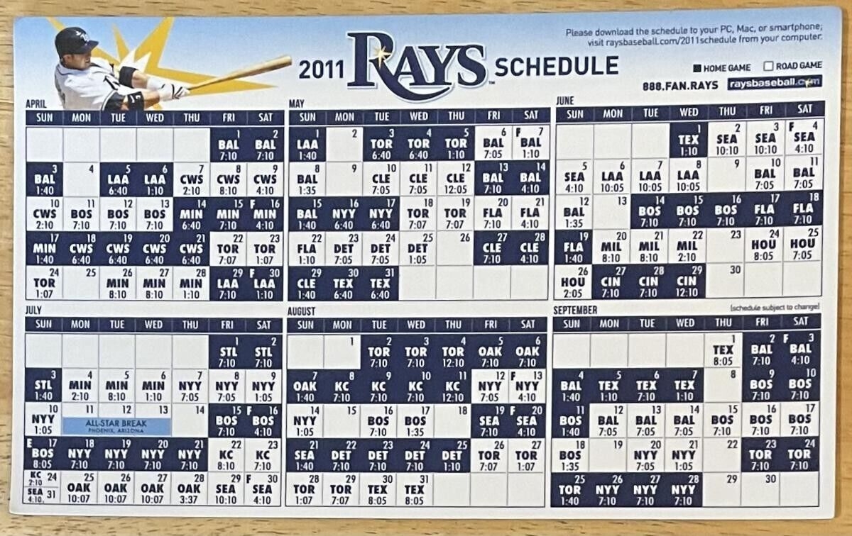 Tampa Bay Rays 2025 Printable Schedule