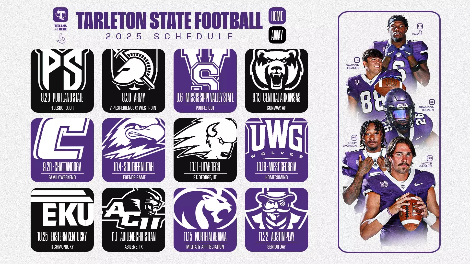 Tarleton State Football Announces 2025 Schedule Promotional Slate Tarleton State University Athletics