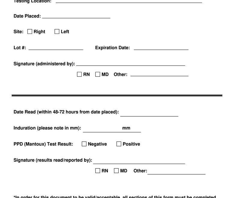 Tb Skin Test Form Fill Online Printable Fillable Blank PdfFiller