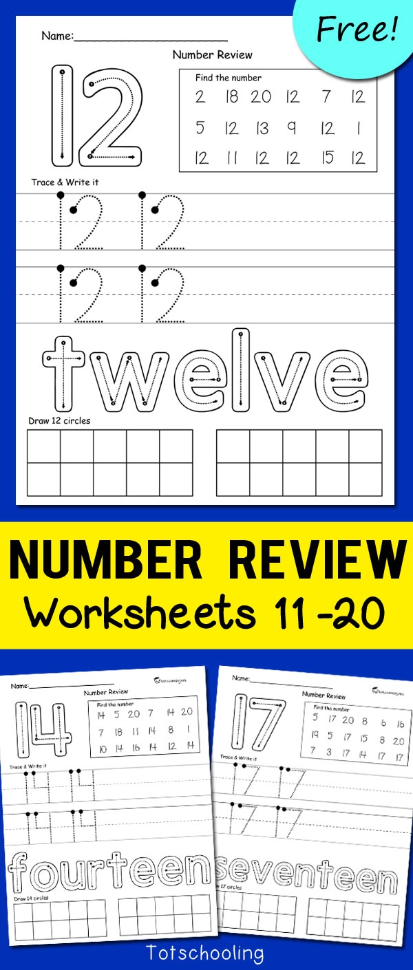 Teen Number Worksheets 11 20 Totschooling Toddler Preschool Kindergarten Educational Printables