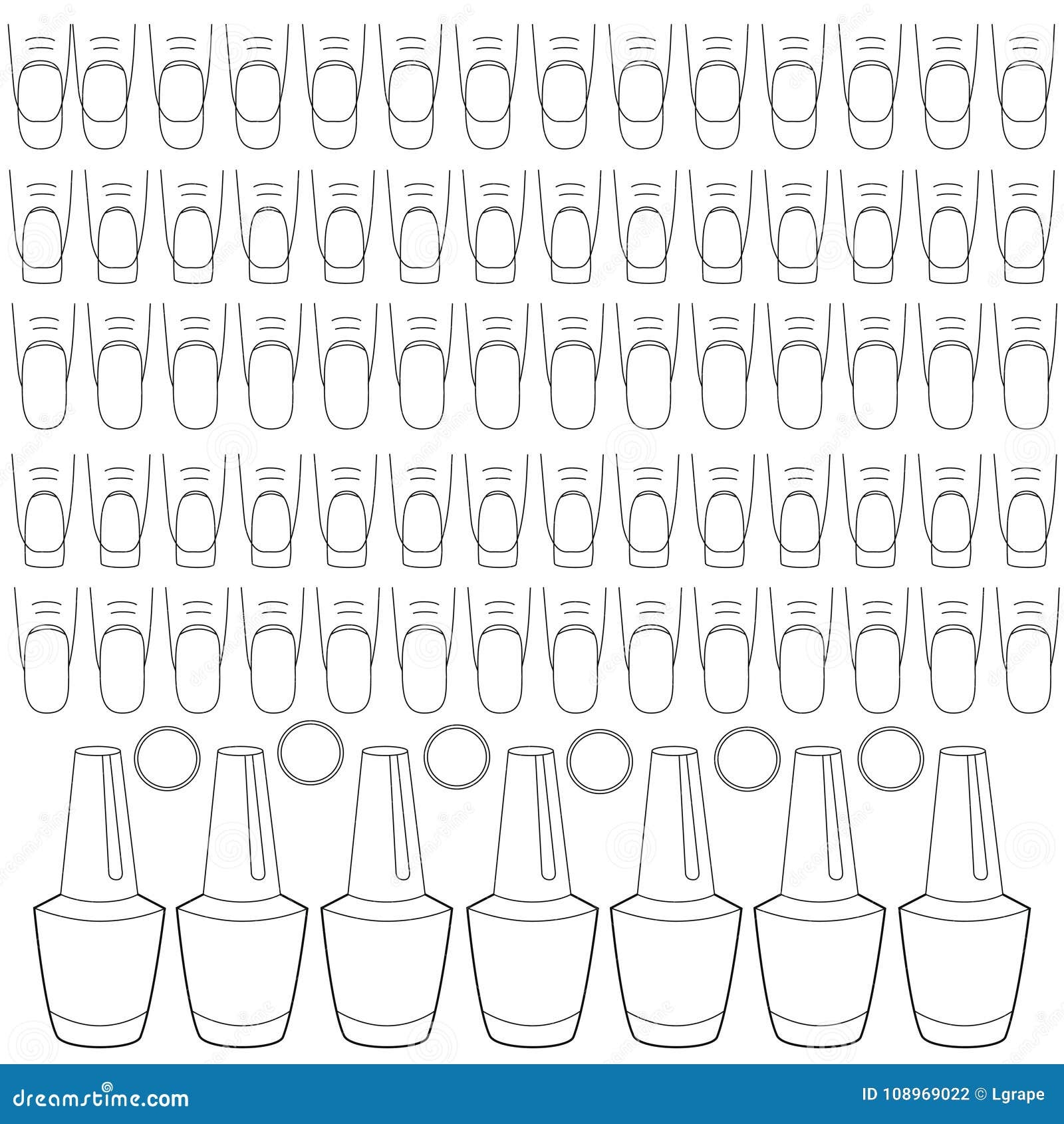 Template For Manicure Art Therapy Coloring Book For Adults Stock Vector Illustration Of Line Circuit 108969022