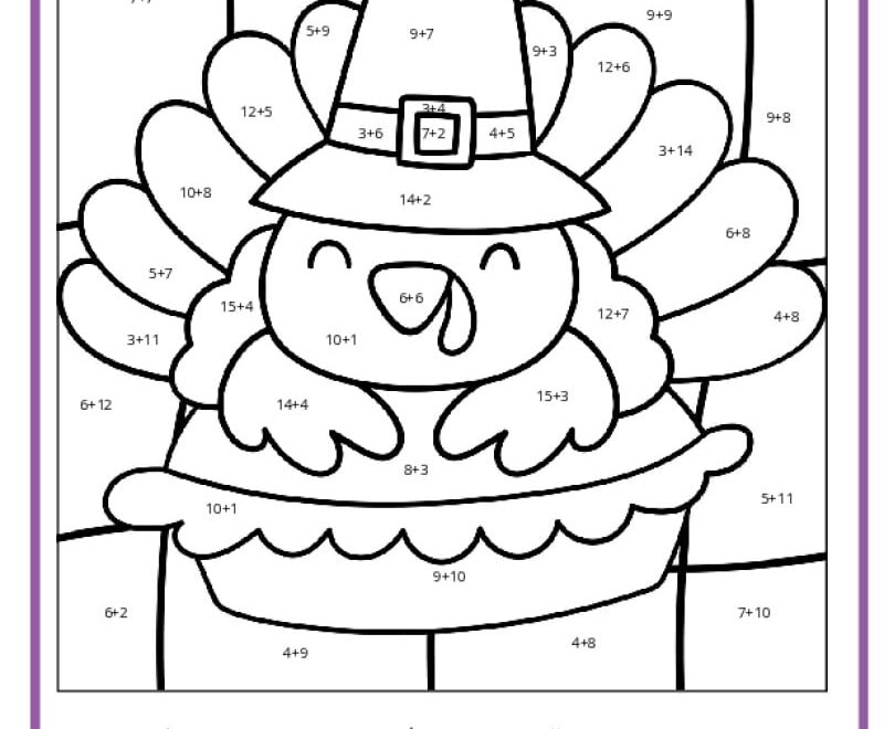 Thanksgiving Color By Number Pages K12 Math Worksheets