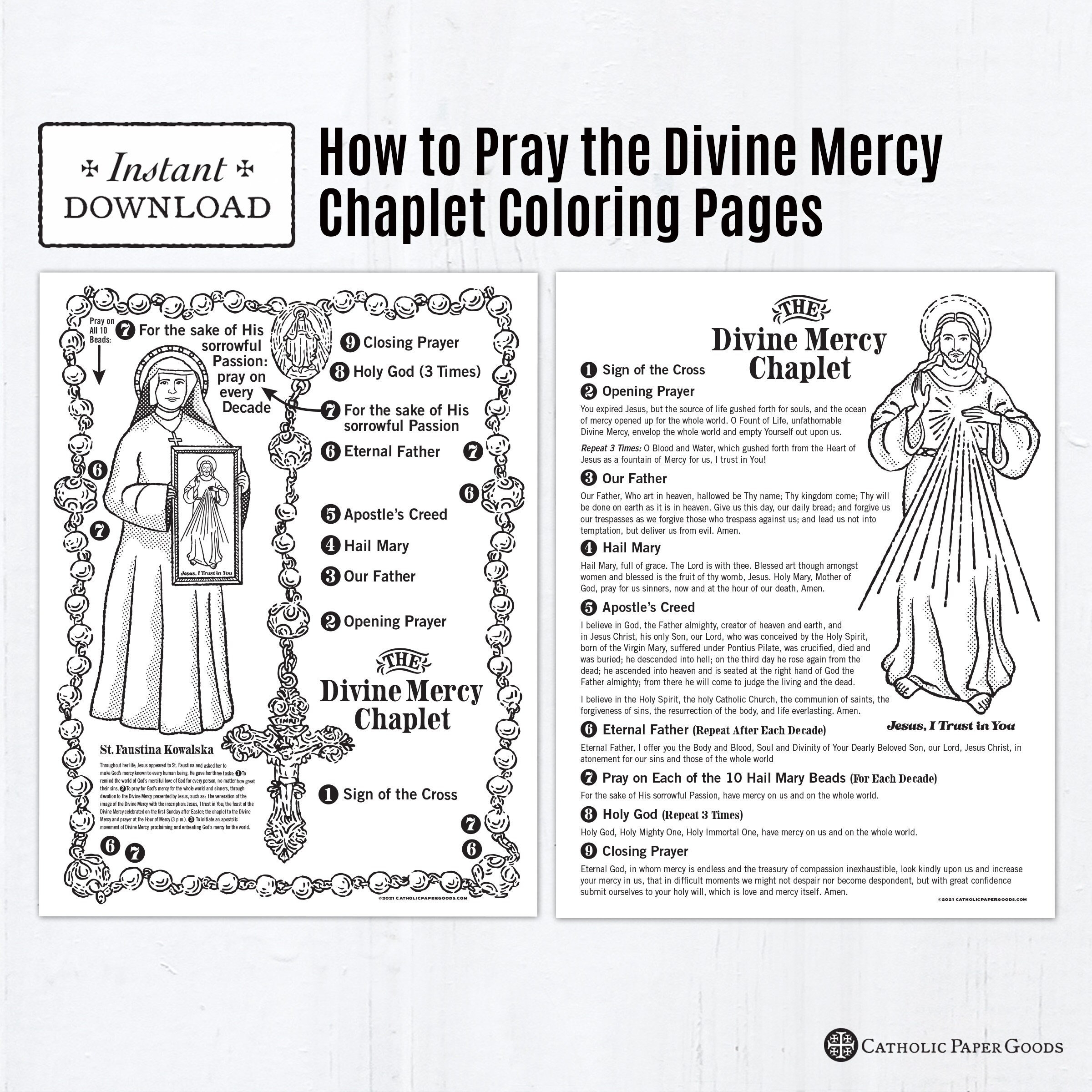 Chaplet Of Divine Mercy Prayer Card Printable