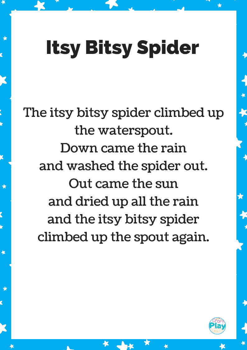 The Itsy Bitsy Spider Song And Spider Craft Craft Play Learn