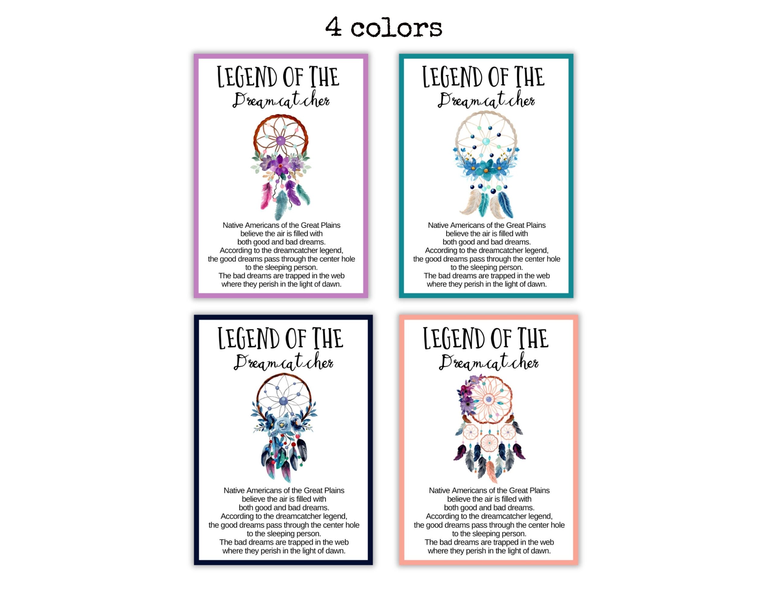The Legend Of The Dreamcatcher Cards Printable Dream Catcher Cards Gift Tags With Dreamcatchers Display Cards Meaning Of The Dreamcatcher Etsy Canada