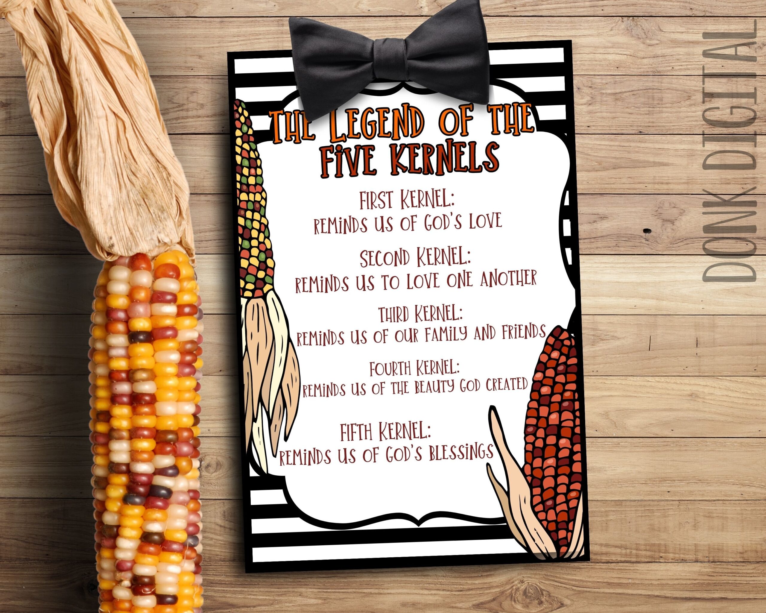 The Legend Of The Five Kernels Bible Verse Tag Sunday School Handout Thanksgiving Printable Thanksgiving Etsy