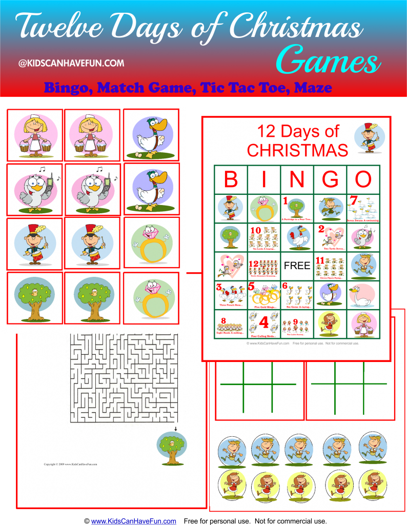 The Twelve Days Of Christmas Activities Sing along Printables