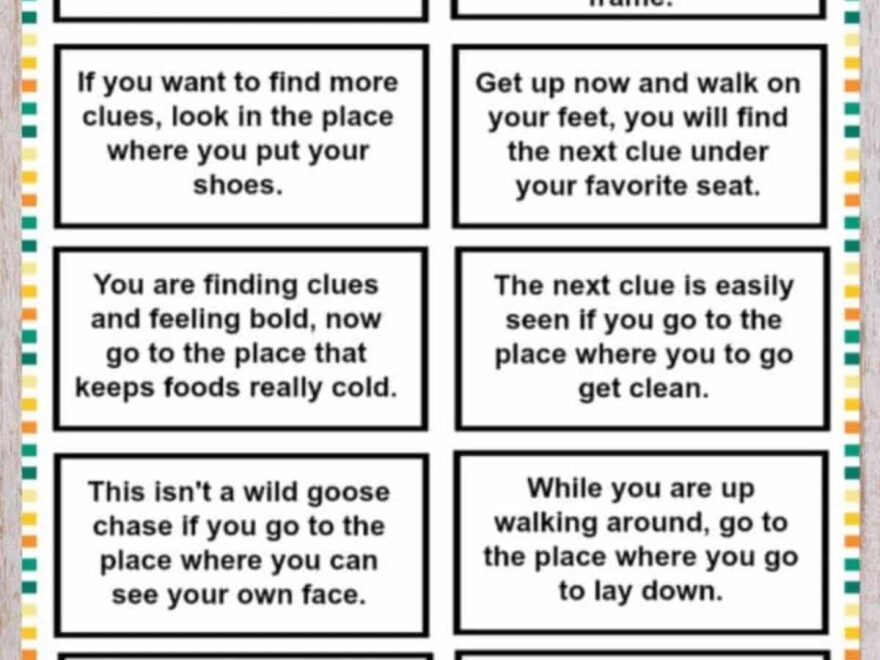 Treasure Hunt Clues For Kids