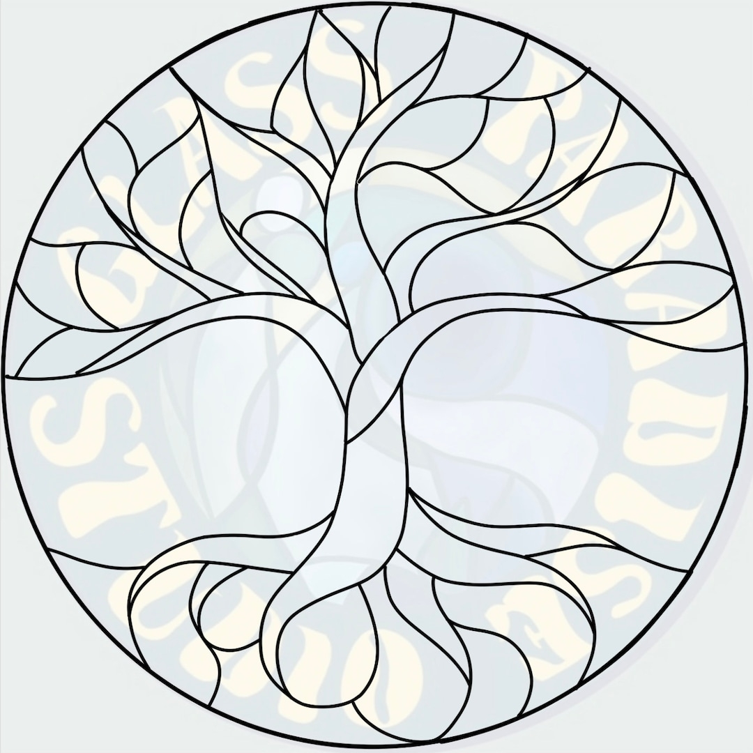 Tree Of Life Stained Glass Pattern PDF Digital File circle And Square Design Stained Glass Tree Suncatcher Digital Pattern Etsy UK