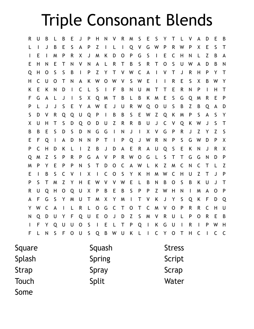 Triple Consonant Blends Word Search WordMint