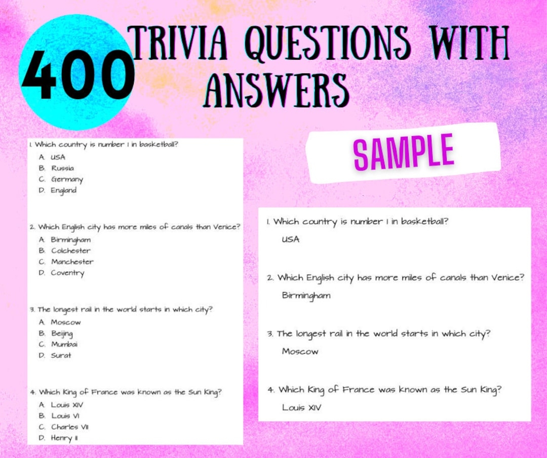 Printable Trivia Questions And Answers Multiple Choice