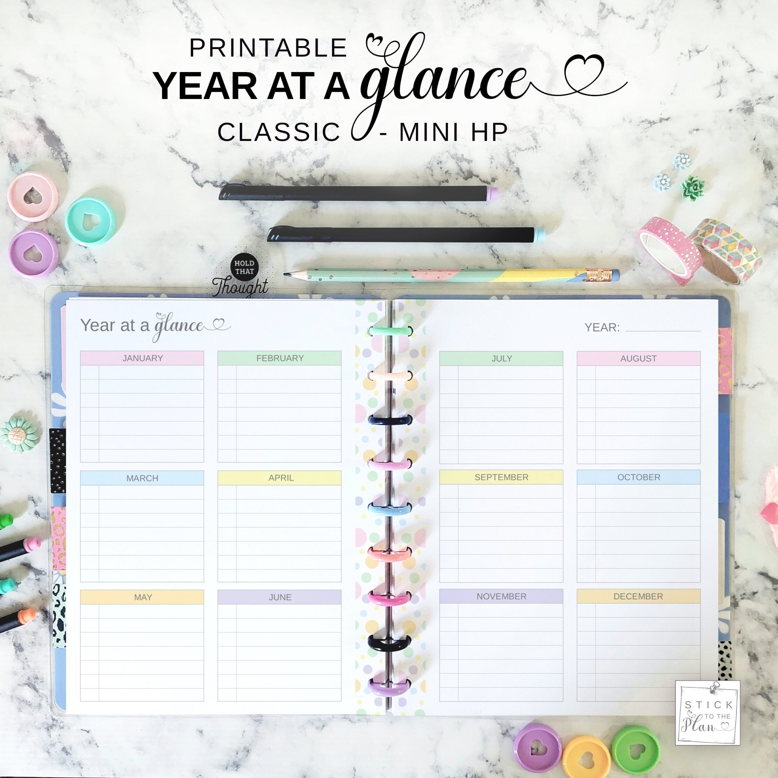 Undated Year At A Glance Classic Happy Planner Insert Printable Mini HP Important Dates Future Log Yearly Planner On Two Pages Etsy Australia