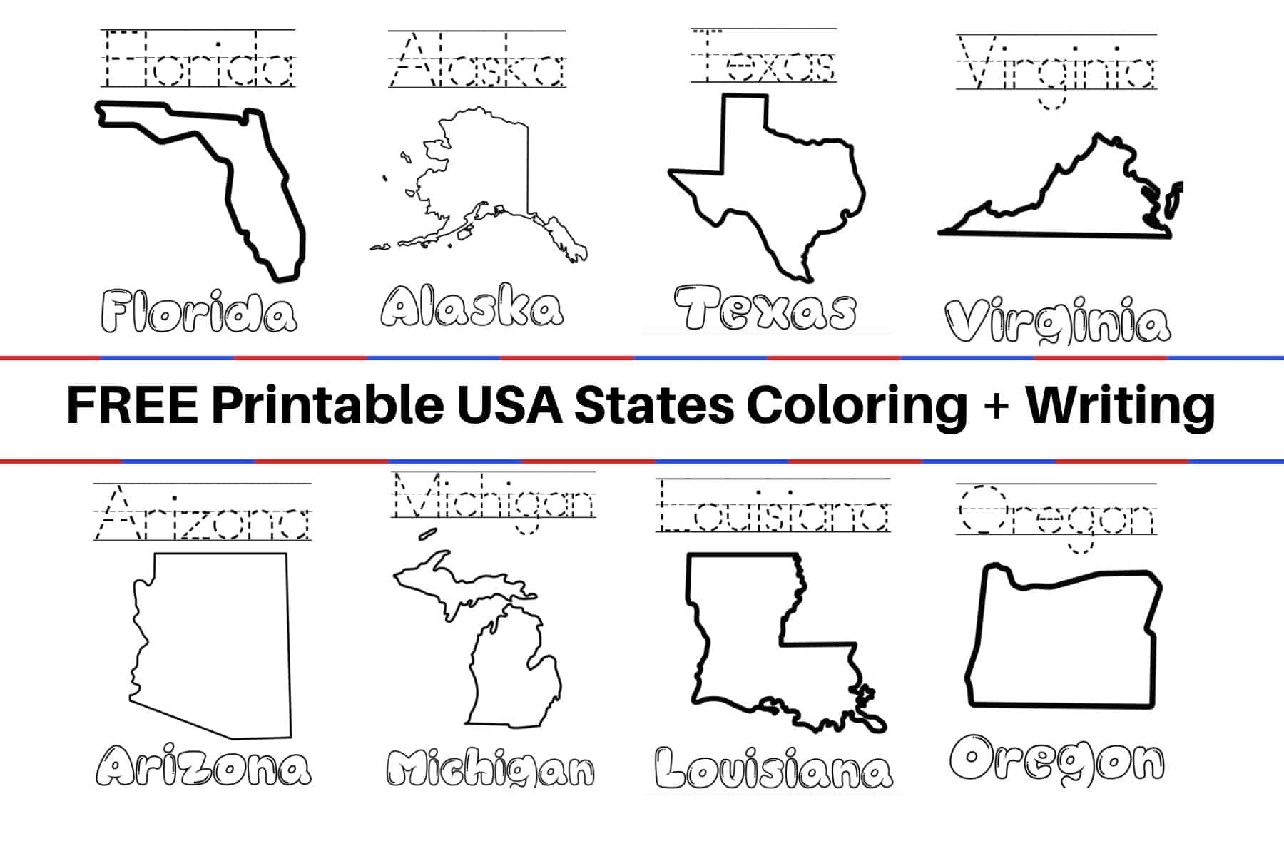 USA States Sight Words Reading Writing Spelling Worksheets Worksheets Library