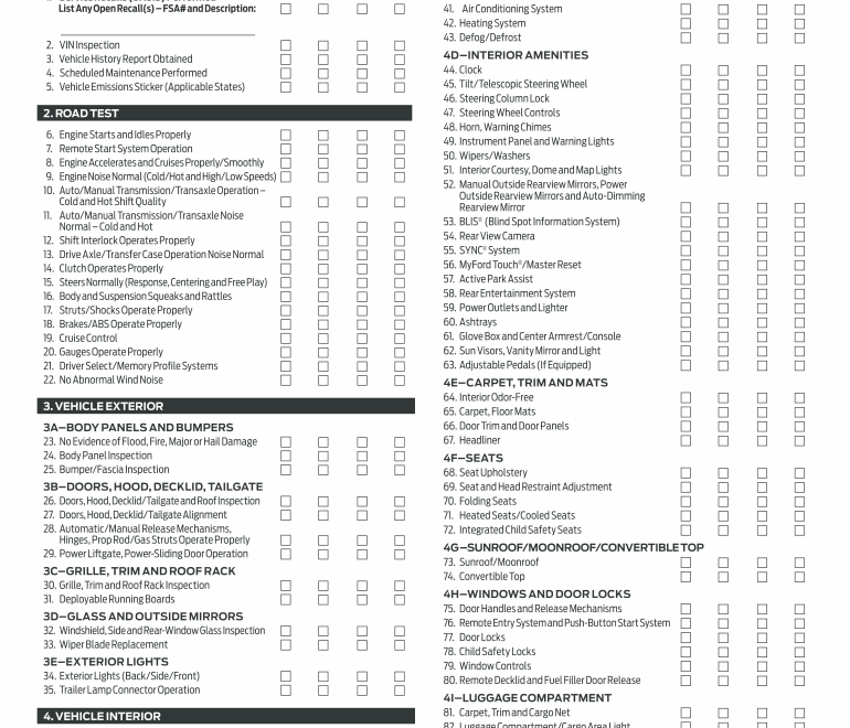 Used Car Inspection Checklist Fill Out Sign Online DocHub