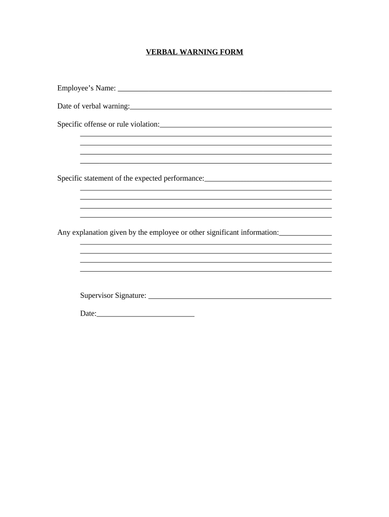 Verbal Warning Template Fill Out Sign Online DocHub