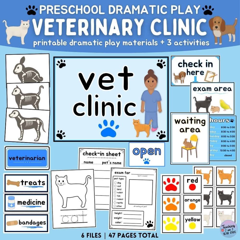 Dramatic Play Vet Clinic Free Printables