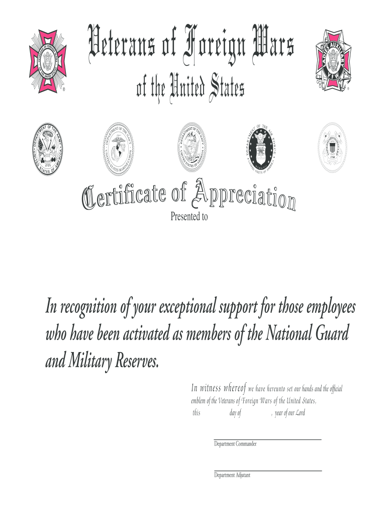 Vfw Auxiliary Certificates Fill Online Printable Fillable Blank PdfFiller
