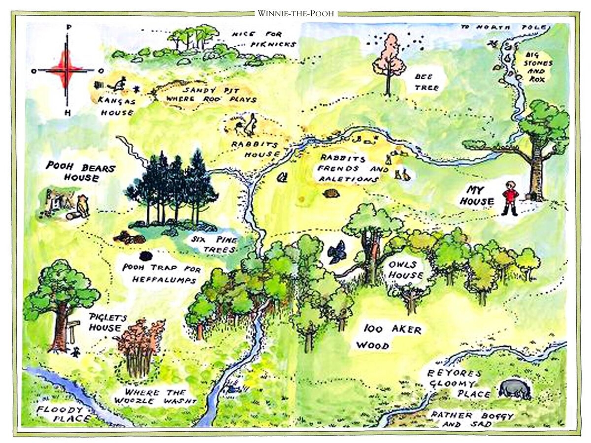 Walt Disney Map Of The Hundred Acre Wood Winnie The Pooh Replica Print EBay Australia