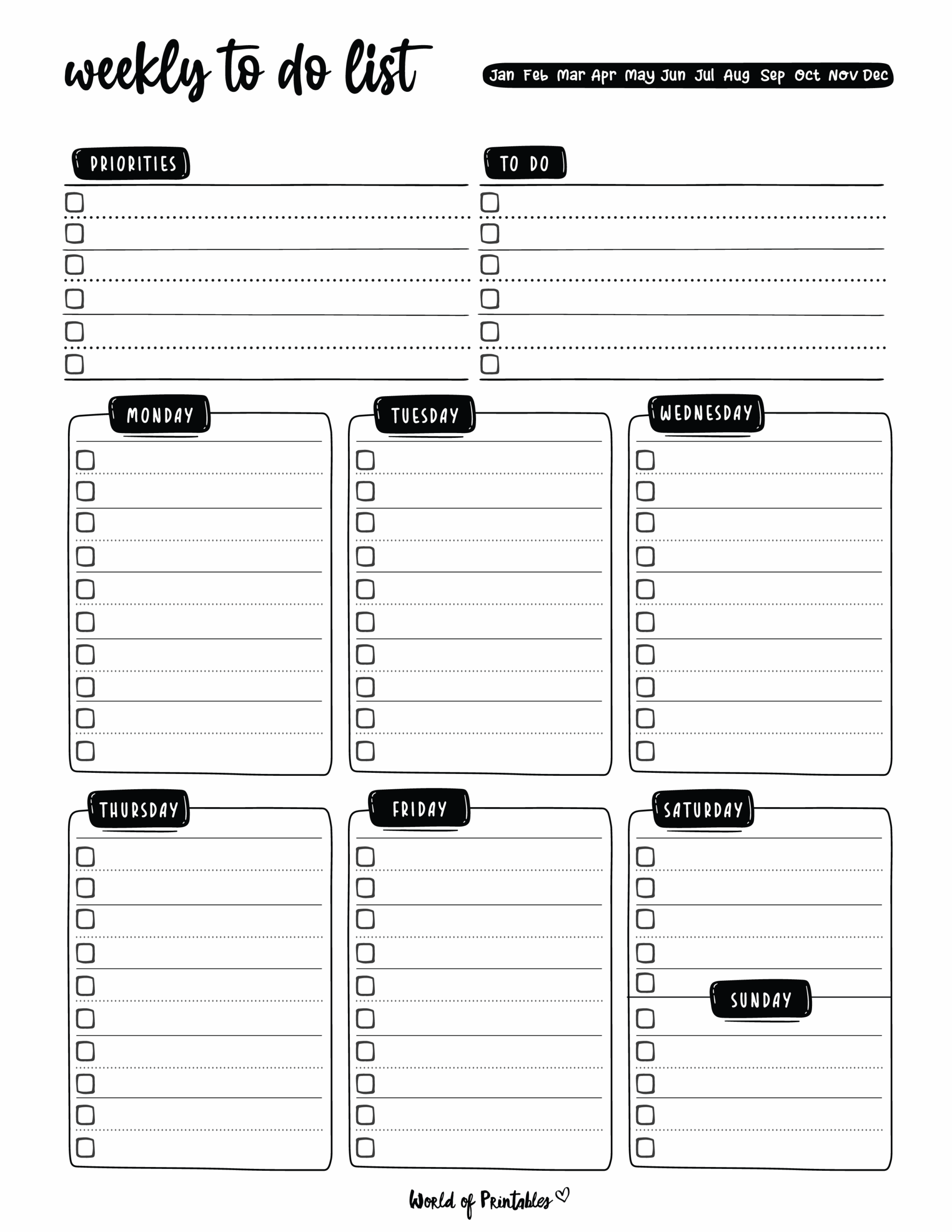 Weekly To Do List Templates World Of Printables