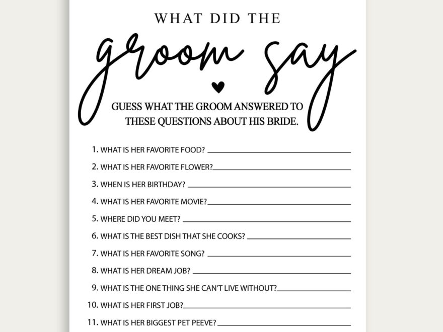 What Did The Groom Say Bridal Shower Game Bridal Shower Printable The Groom Said That Game The Groom Said What Party Game DIY 216 Etsy