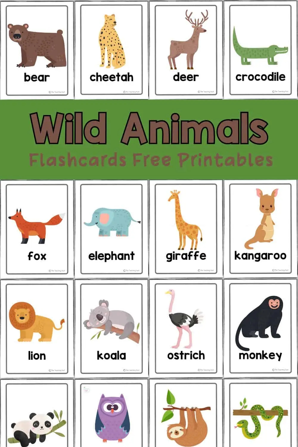 Wild Animals Flashcards The Teaching Aunt