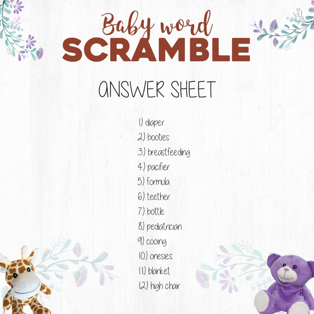 Baby Shower Word Games Free Printable