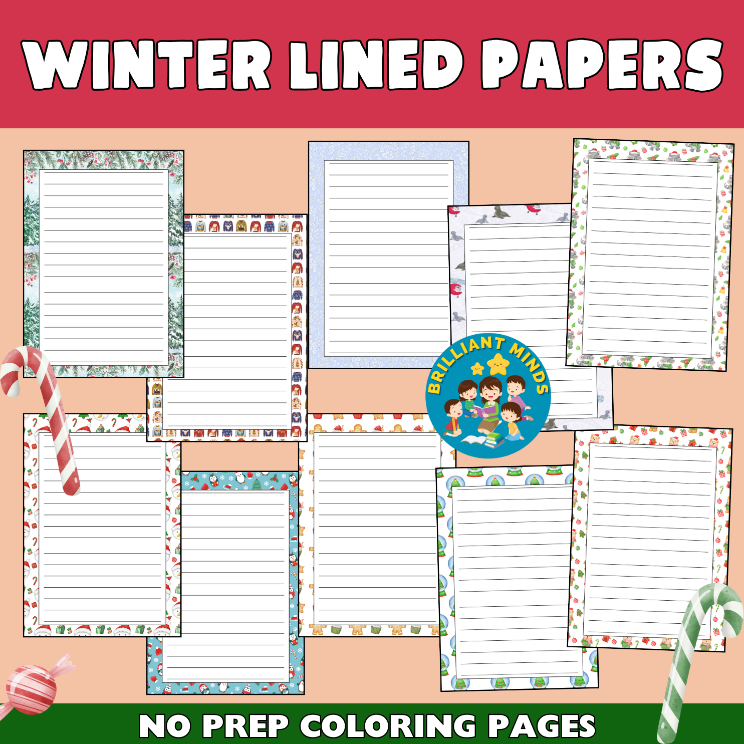 Winter Lined Paper Winter Writing Paper Winter Writing Papers With Lines Made By Teachers
