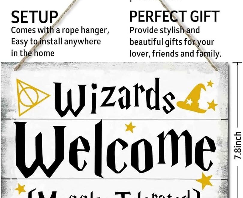 Wizards Welcome Muggles Tolerated Sign Hanging Printed Wall Plaque Wooden Signs Hanging Wizardry Welcome Wall Decor Home Decor Sign 25 4x19 8cm Amazon de Home Kitchen