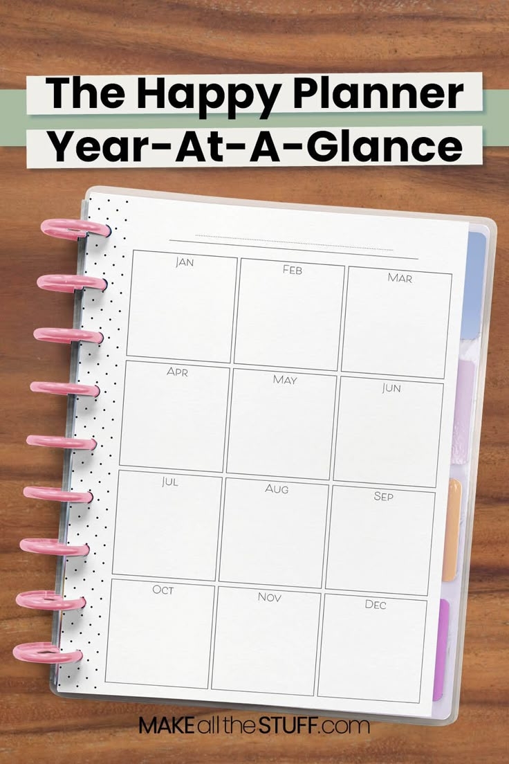 Year At A Glance Printable Free Happy Planner Free Printable Inserts Yearly Calendar Design