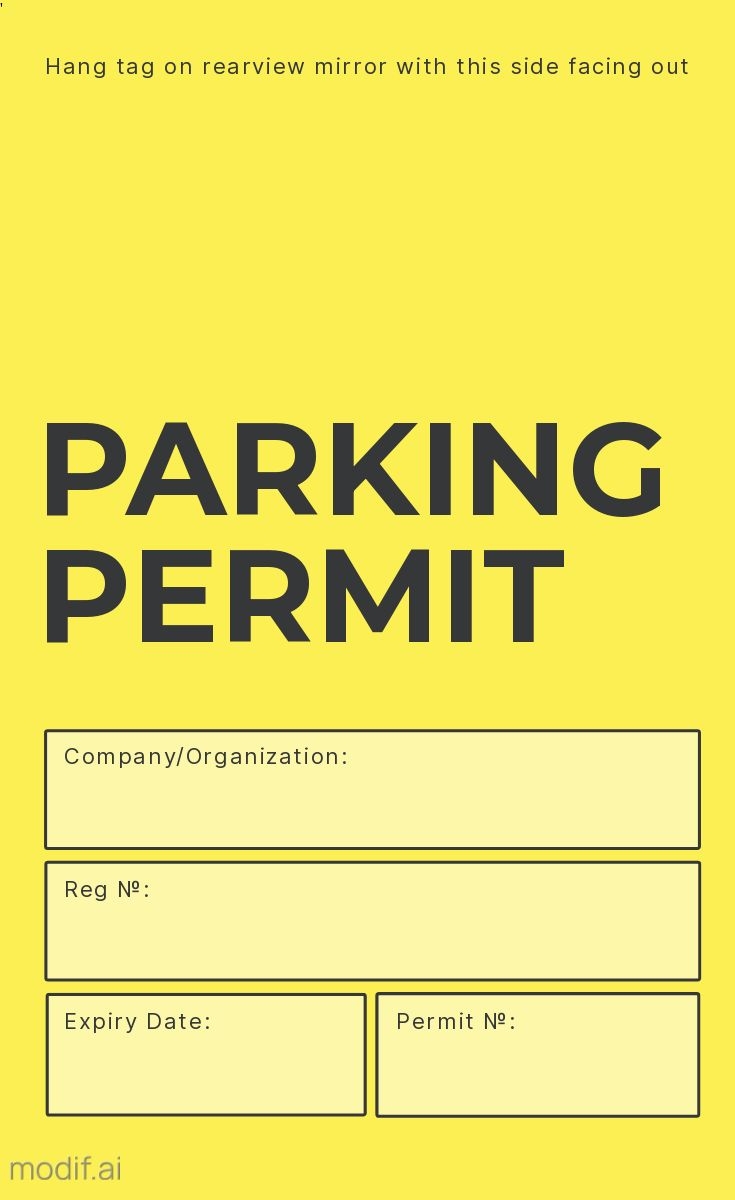 Yellow Parking Permit Design Template Mediamodifier