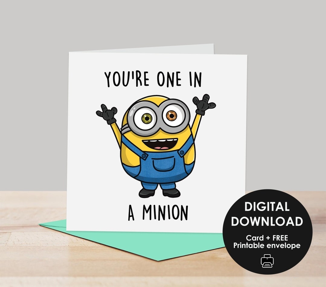 You re One In A Minion Druckbare Gru karte Minions Minion Bob Druckbare Karte Lustige Minion Valentinstagskarte Geburtstagskarte Puns Etsy de