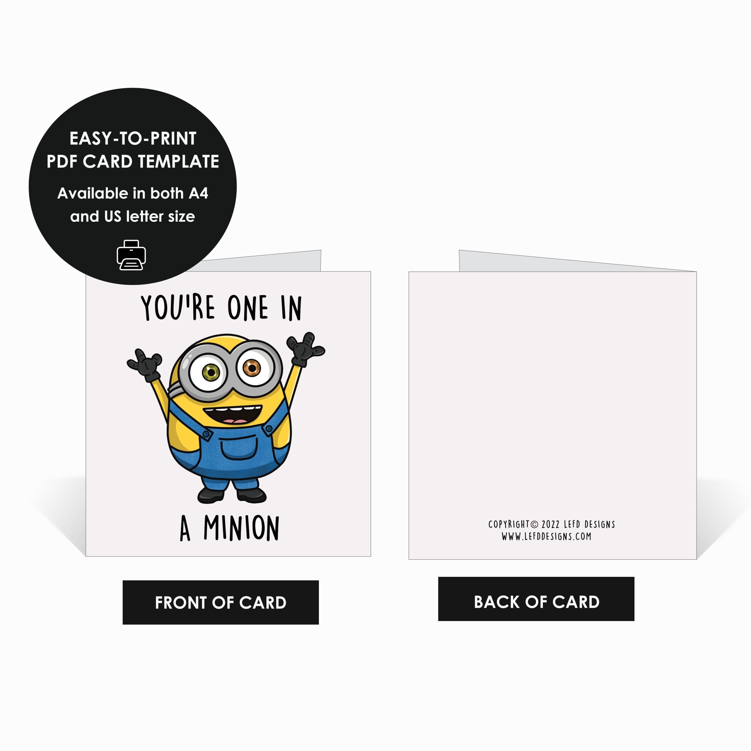 You re One In A Minion Printable Greeting Card Minions Minion Bob Printable Card Funny Minion Valentines Card Birthday Card Puns Etsy Canada